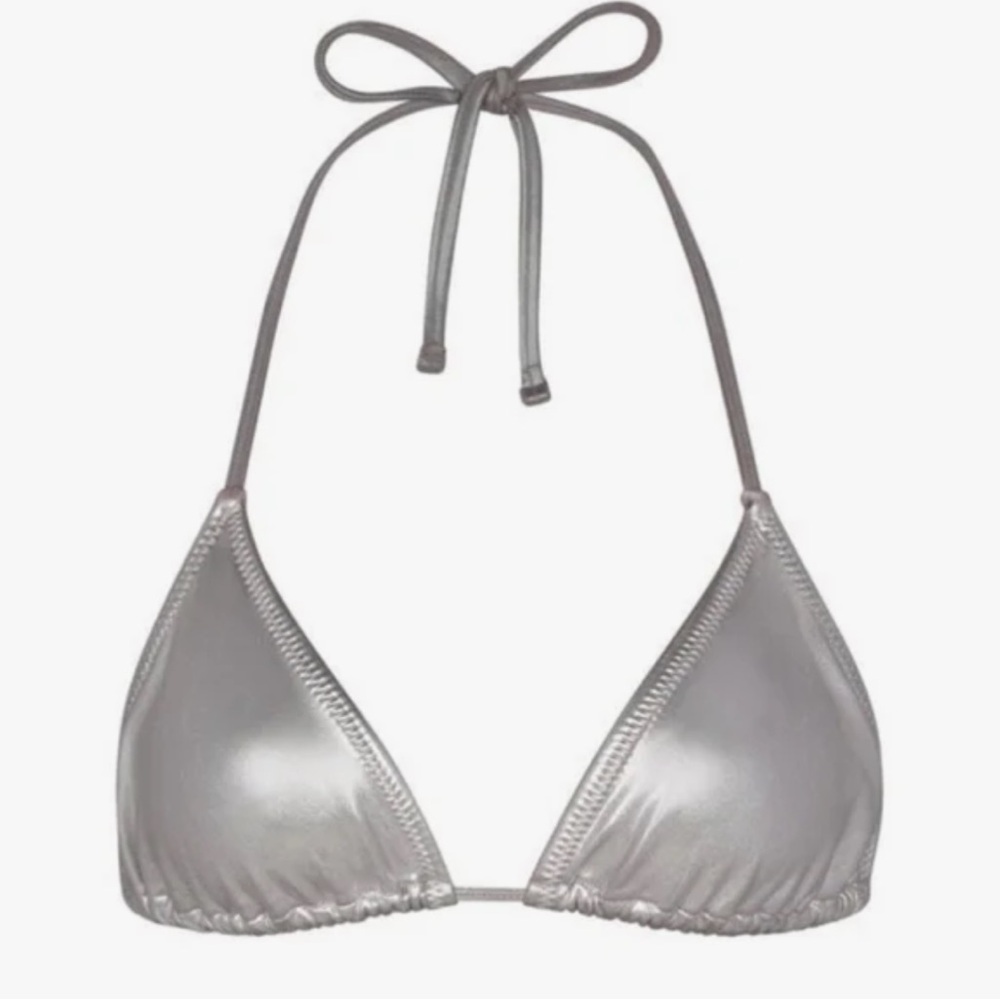 Skims Metallic Triangle bikini top - nickle